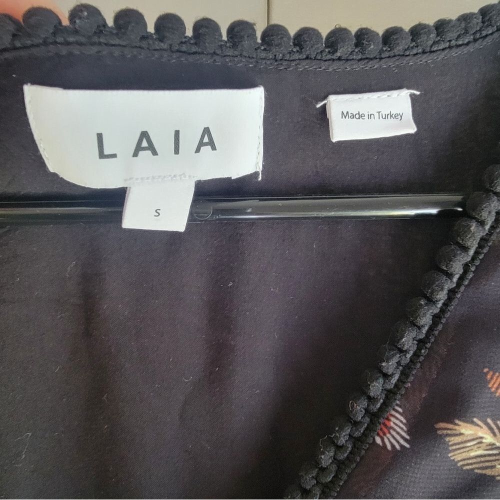 Anthropologie LAIA Ines Maxi Dress Black Floral Pleated Flare Sheath Small - Picture 8 of 9